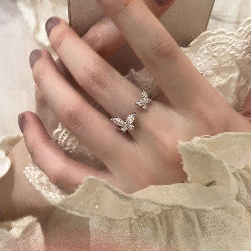 Double Butterfly Female Niche Advanced Design Sense Rings