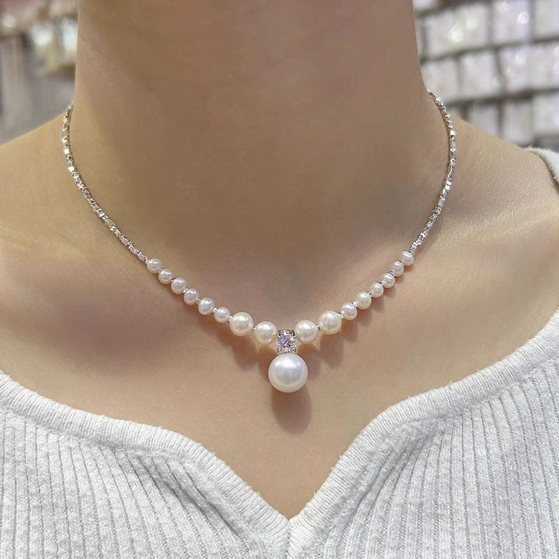 Women's Small Pieces Of Sier Sterling Pearl Clavicle Chain High-grade Necklaces