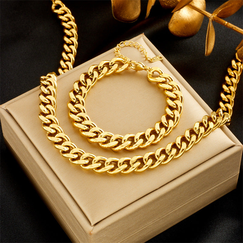 Fashion Vintage Metal Hip Hop Punk Gold-plated Titanium Steel Necklaces