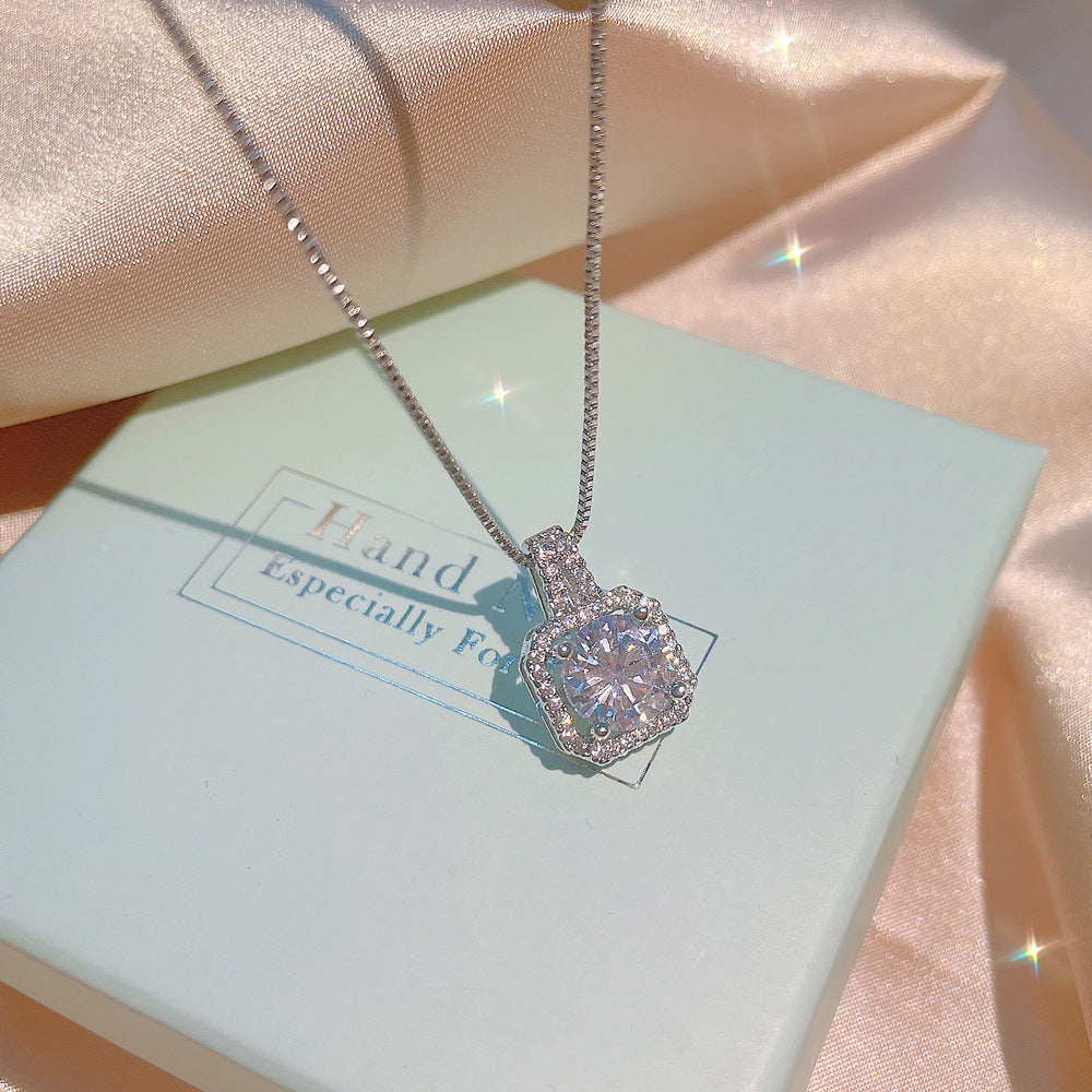 Summer Copper Inlaid Zircon Three-piece Geometric Jewelry Set