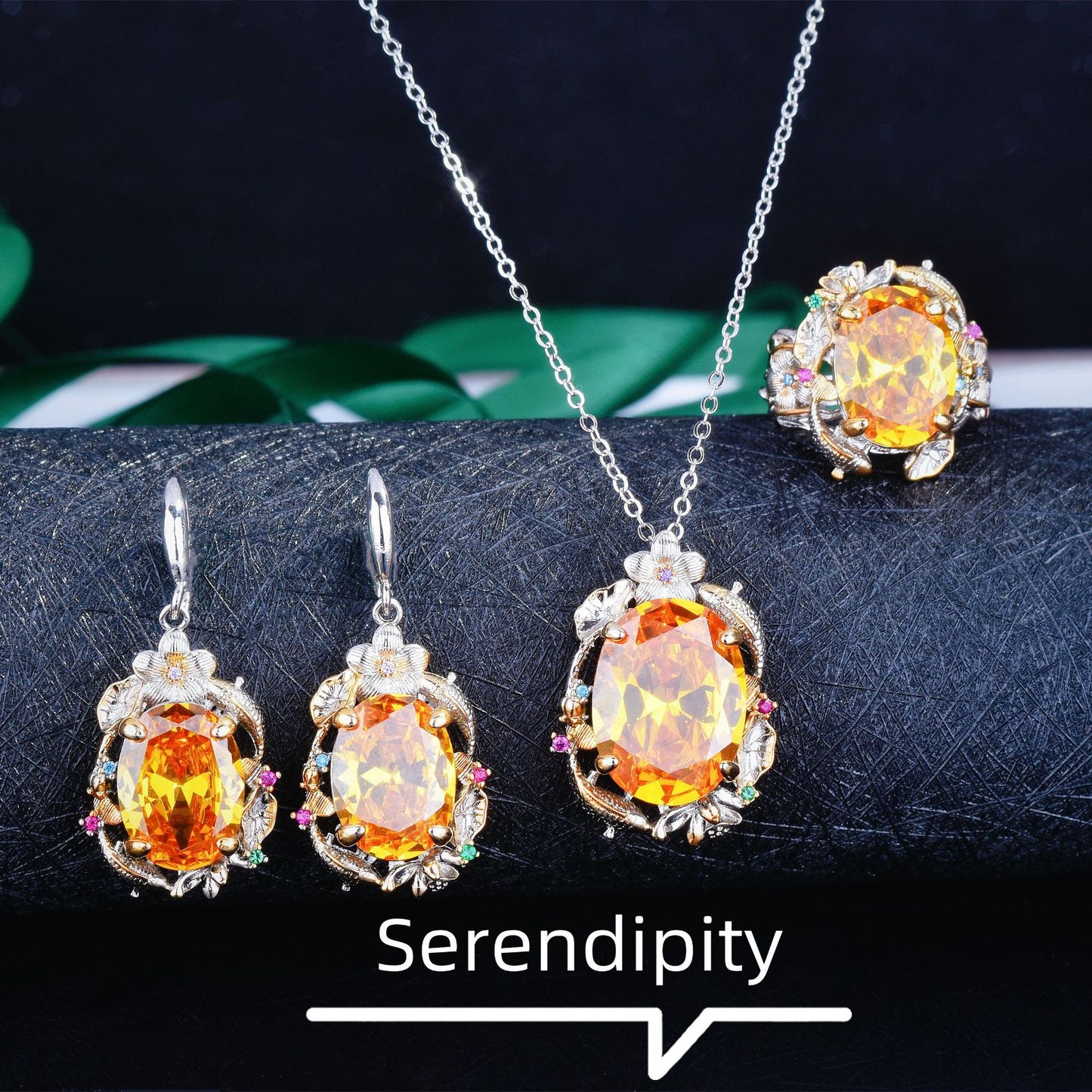 Italian Vintage Court Style Dazzling Eardrop Jewelry Set