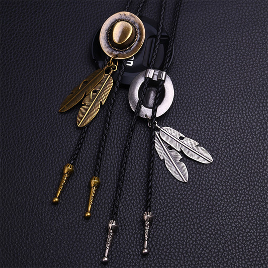 Women's & Men's Denim Hat Hip Hop Fedora Feather Couple Polo Collar Sweater Necklaces