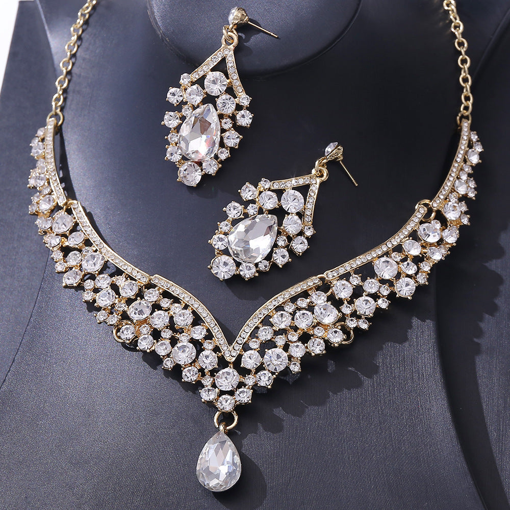 Exquisite Colorful Crystal Glass Drop-shaped Wedding Necklaces