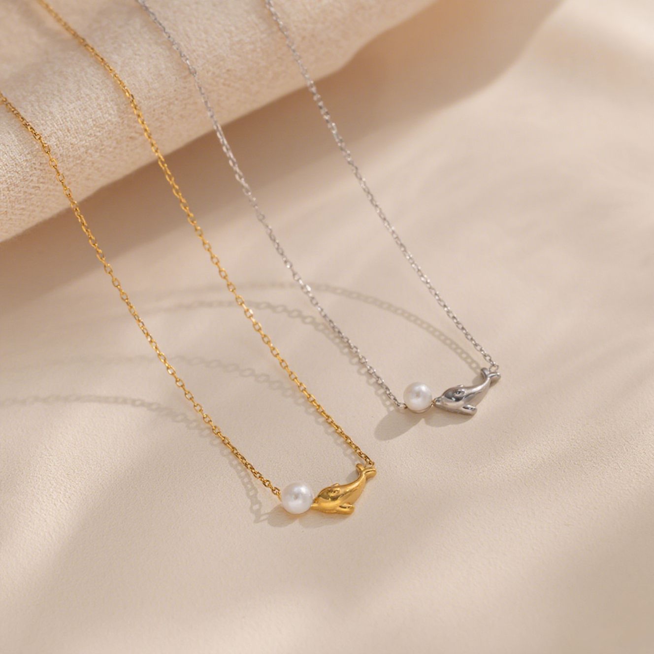 Little Dolphin Pearl Mini Whale Titanium Steel Female Niche Necklace