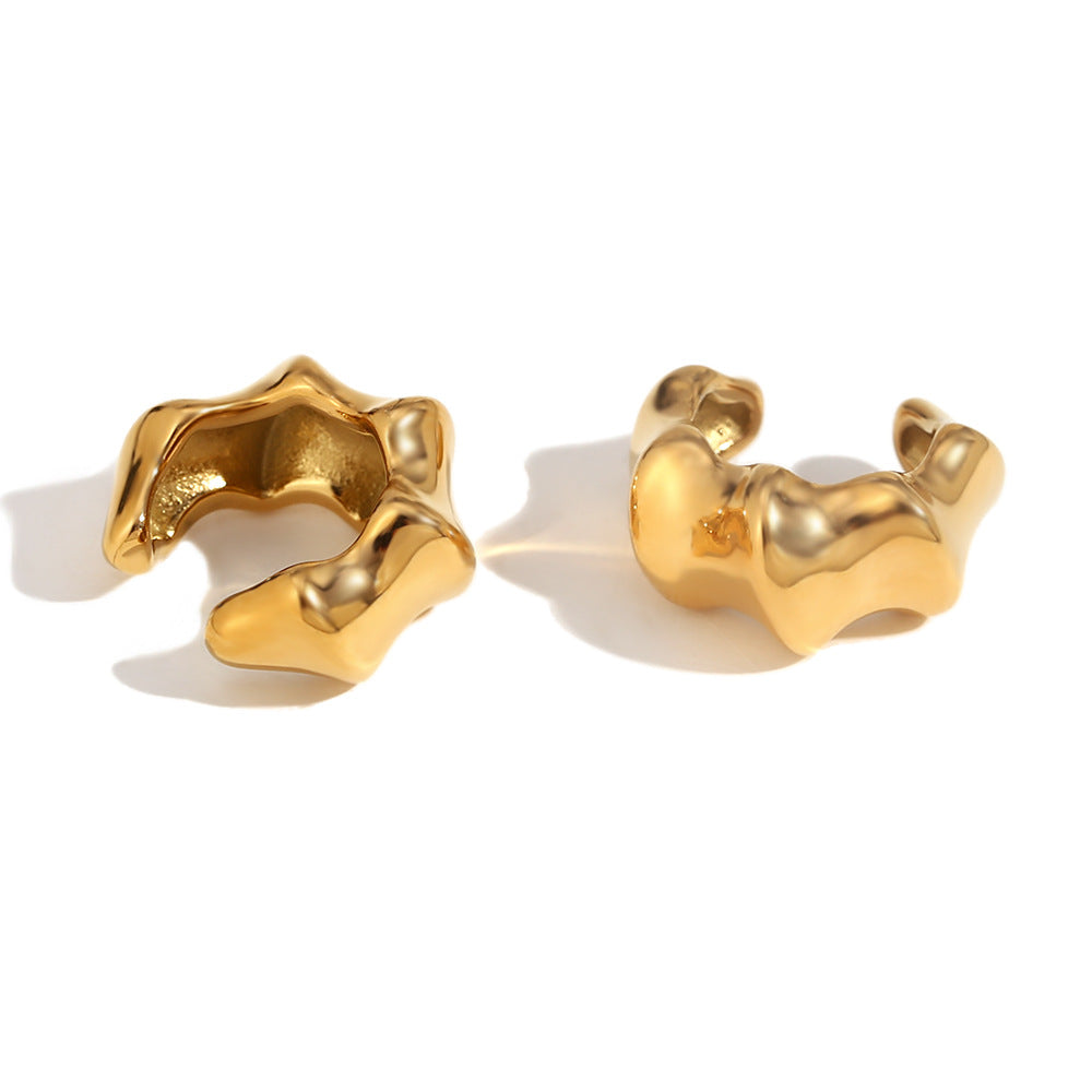 Women's Fashion Minority Design Stainless Steel Gold-plated Elegant Bamboo Joint Small Ear Clip