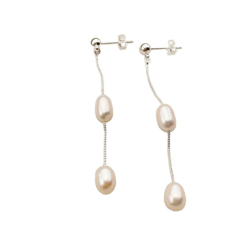 Rachel French Natural Freshwater Pearl Sier Plated Necklace