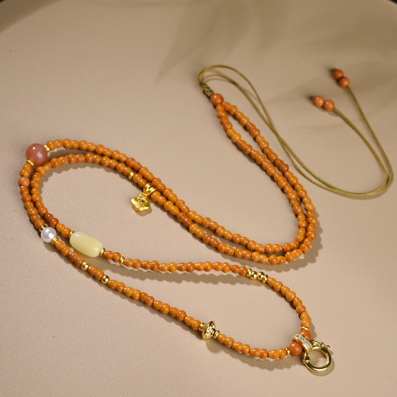 Style Olive Nut Gourd Rope Natural Beeswax South Red Universal Necklace