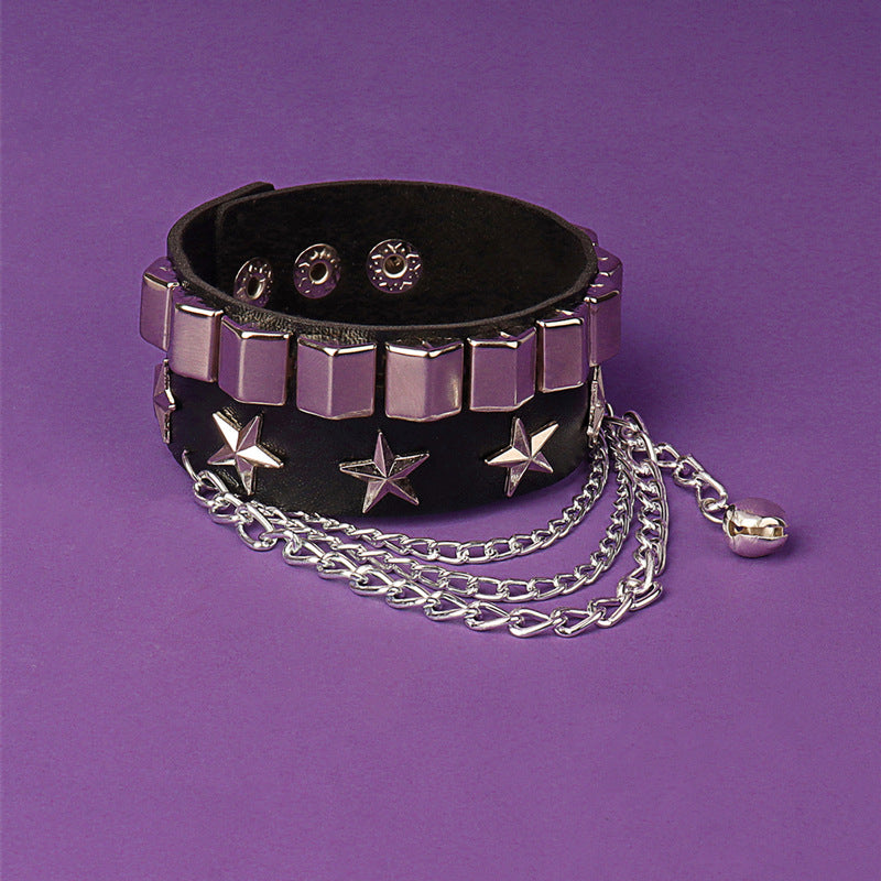 Bracelets d'ornement de roche en cuir à rivets pour couple punk