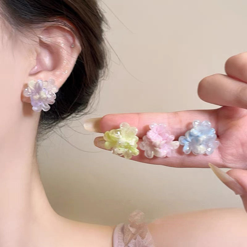 Women's Early Summer Oxygen Gradient Colored Flower Super Hot Unique Earrings