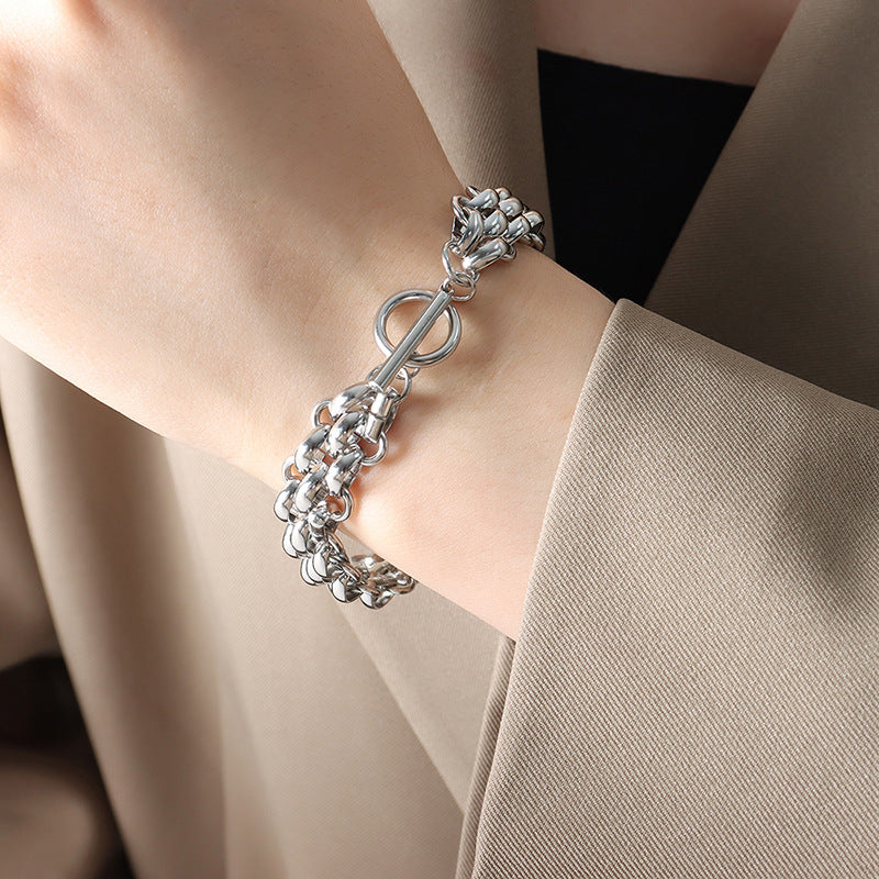 Cool Buckle Design Thick Chain Gold-plated Jewelry Set
