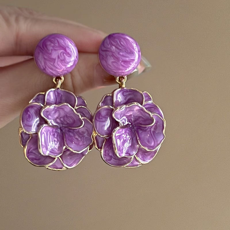 Purple Flower Vintage High-key Dignified Fairy Fashion Stud Earrings