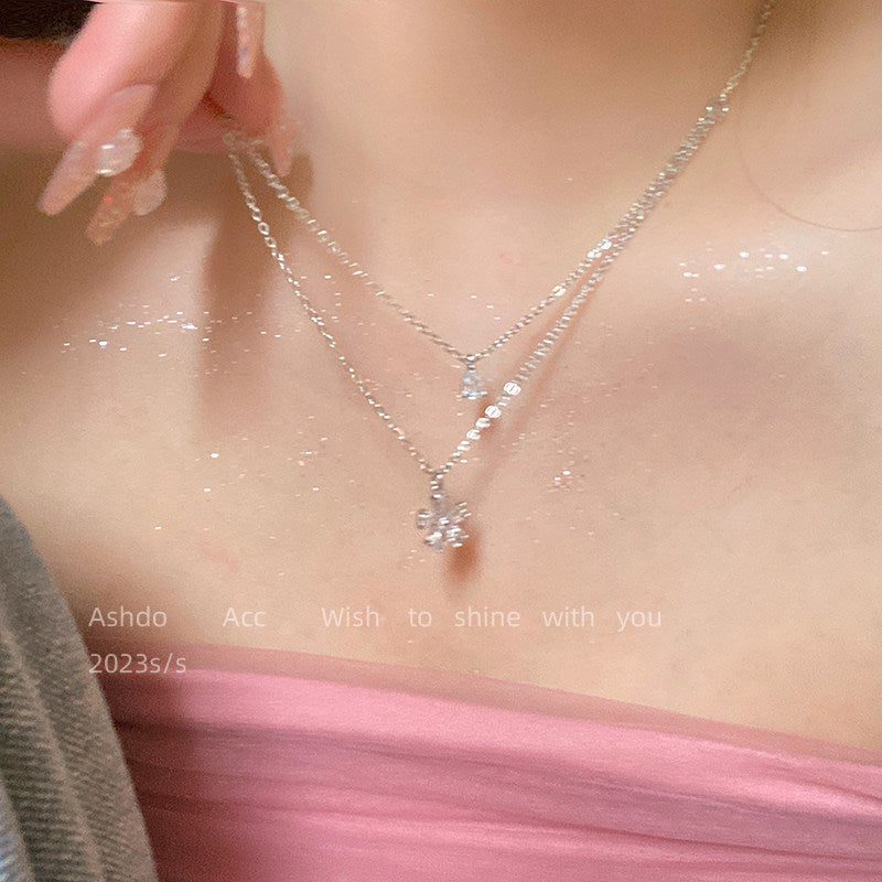 Flower Zircon Clavicle Chain Cold Style Fashion Sense Necklace