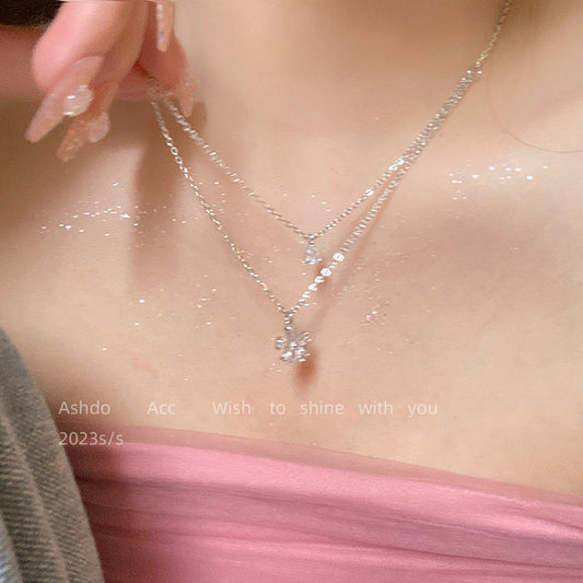 Flower Zircon Clavicle Chain Cold Style Fashion Sense Necklace