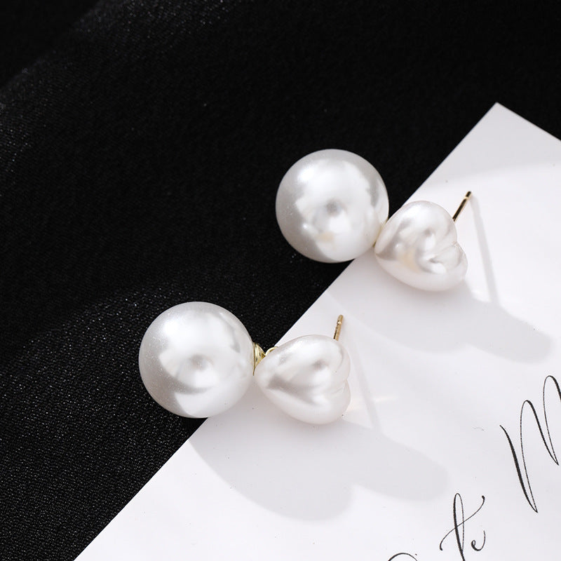 Boucles d'oreilles de luxe rétro françaises pour femmes, perles en forme de cœur, pêche légère