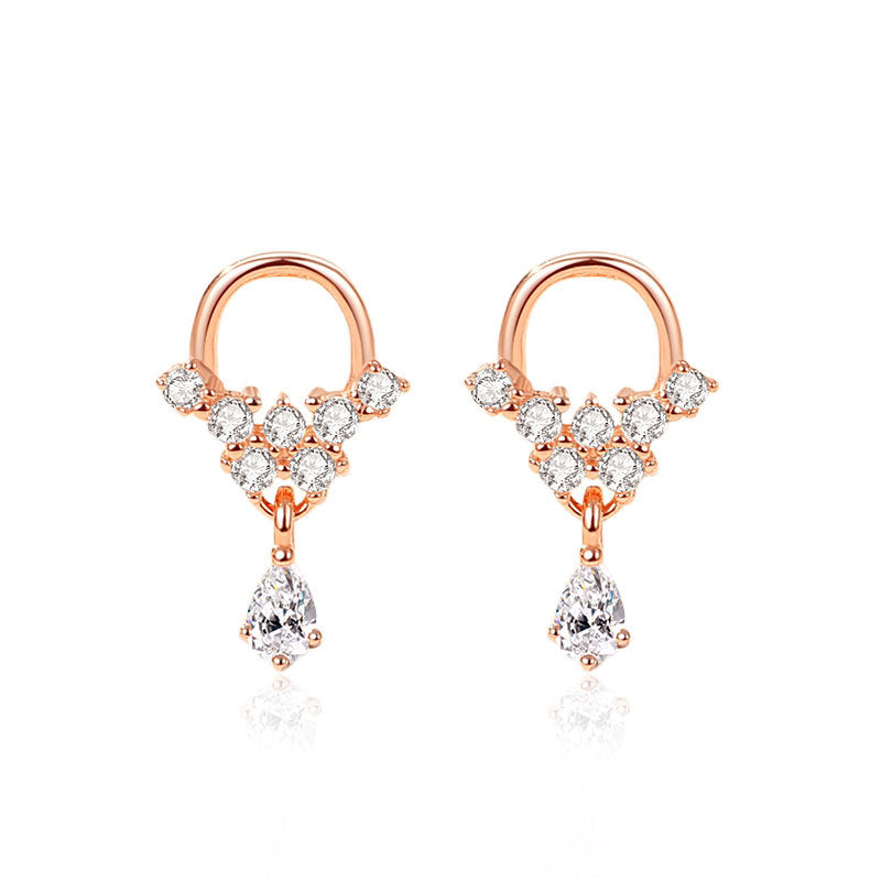 Mini boucles d'oreilles Style Sier pour femmes, petite fleur d'eau