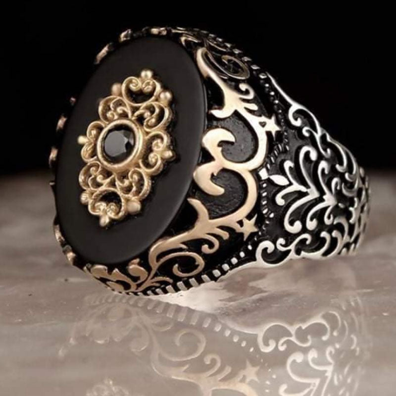 Men's Open Adjustable Copper Inlaid Fine Jewelry Rings