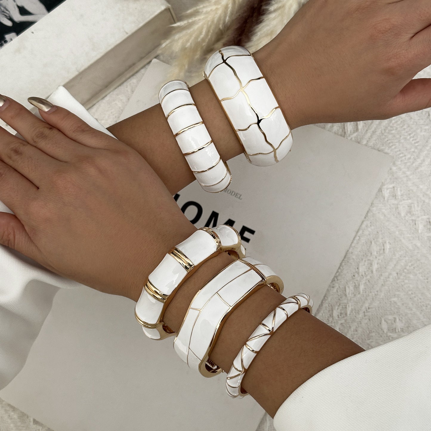 Women's Retro Enamel Alloy Bamboo Exaggerated Personalized Bracelets