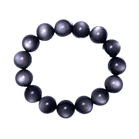 Bracelets de diffusion en direct en obsidienne aux yeux brillants noirs