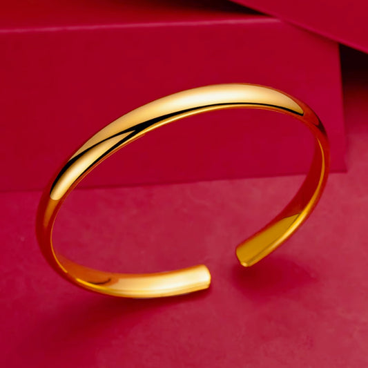 Gold-plated Open Glossy Tube Simple Gift Bracelets