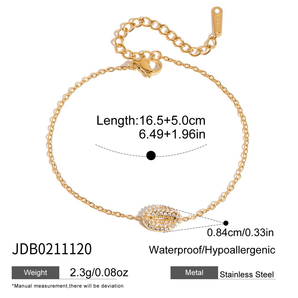 Gold Stainless Steel Zircon Marine Light Luxury High Sense Bracelets