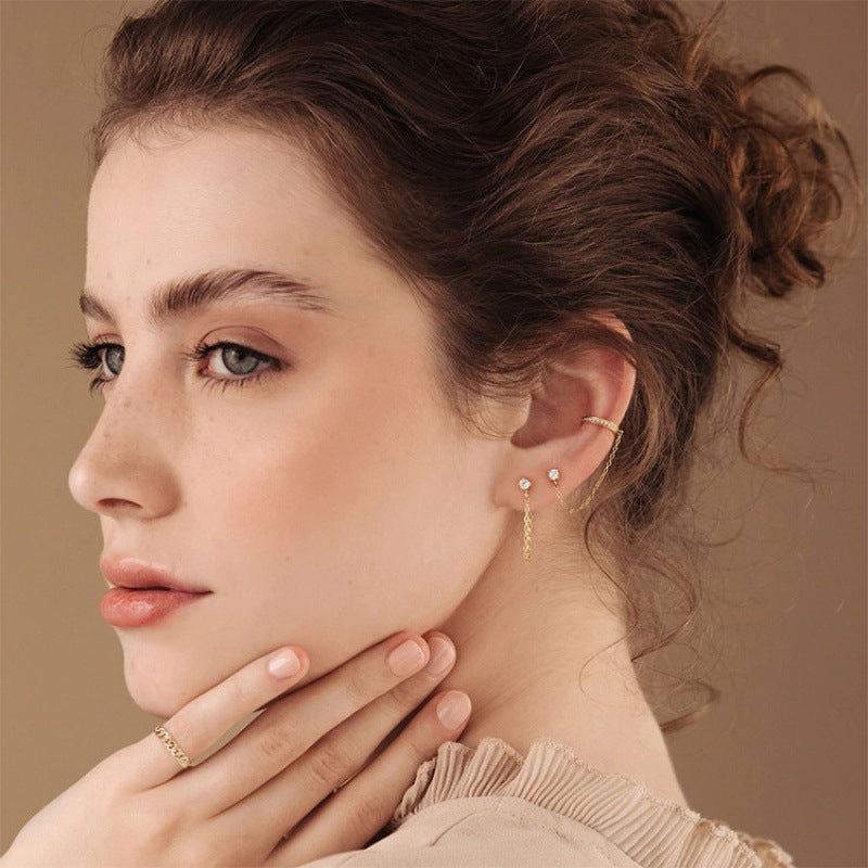 December Not Stainless Steel Tassel Light Luxury Color Earrings