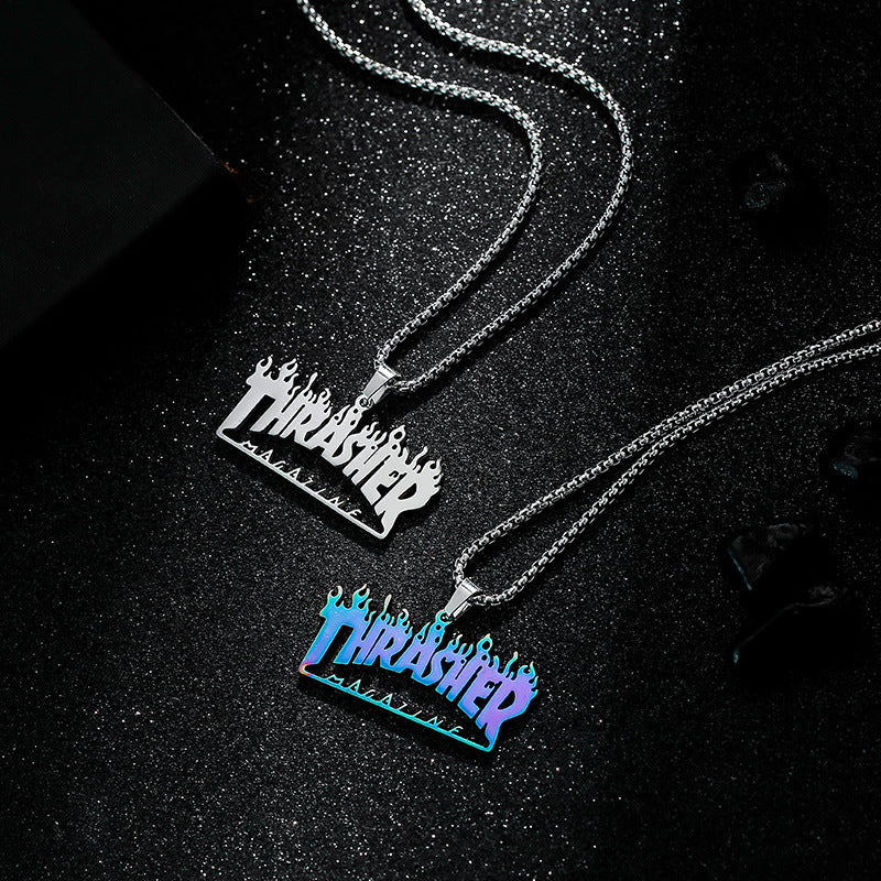 Colorful Quenching Sweater Chain Titanium Steel Necklaces