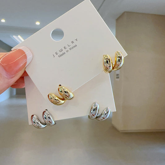 Needle Female Metallic Double Sides Ear Personalized Cold Earrings