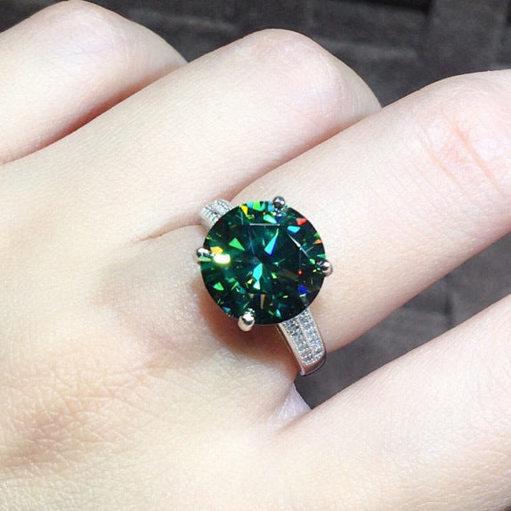 Bagues ouvertes en diamant Moissanite bleu vert simulé