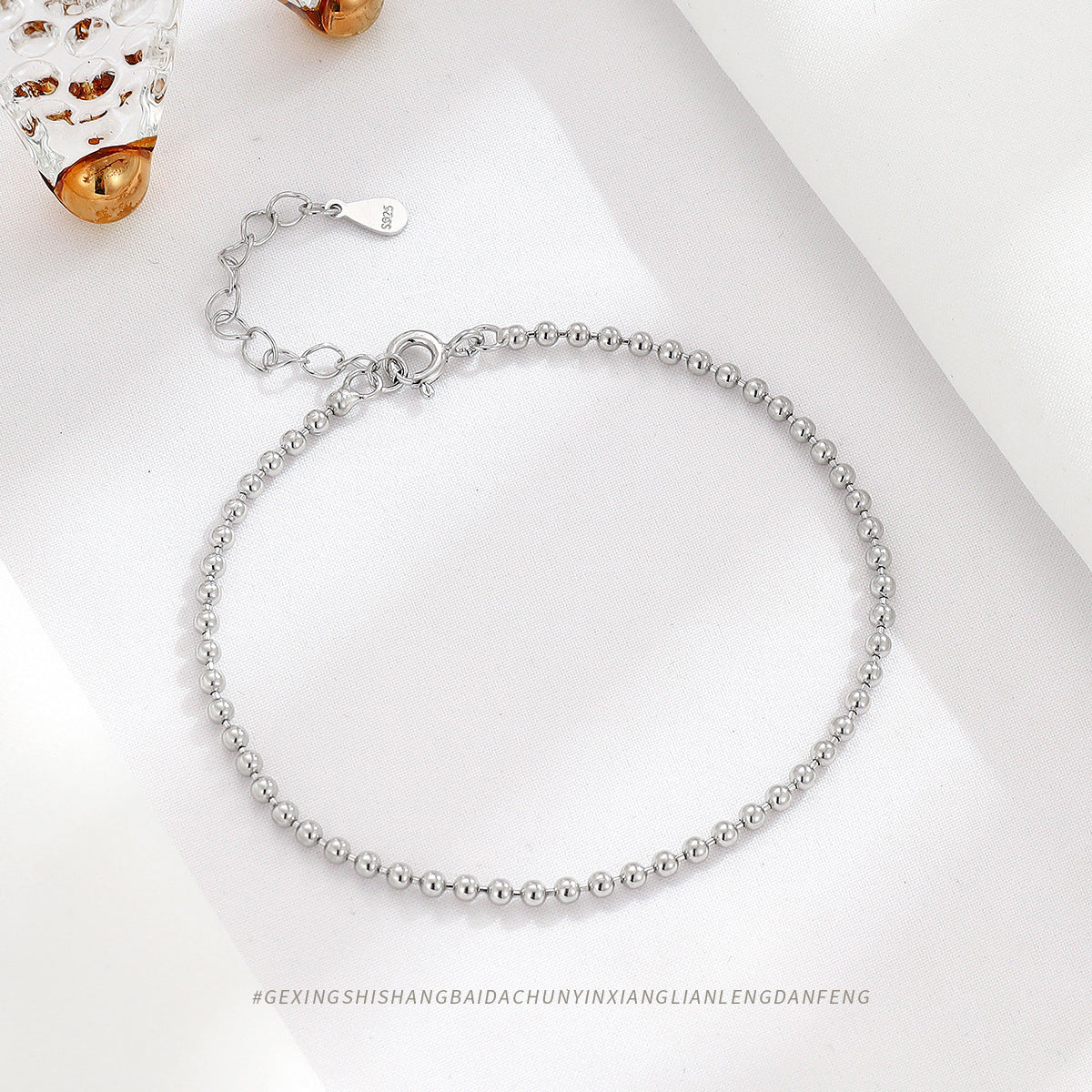 Bracelets de minorité capricieuse en argent sterling pour femmes, perles simples, personnalité