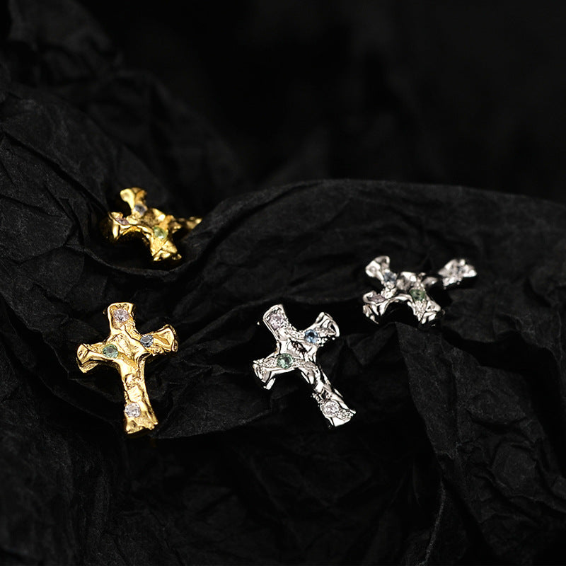 Boucles d'oreilles en argent Sterling avec Zircon et croix de Style coréen