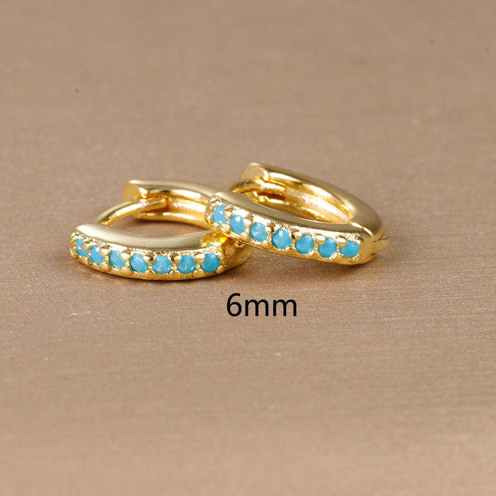 Simple Eardrop Blue Pine Zircon Circle Ear Bracelets