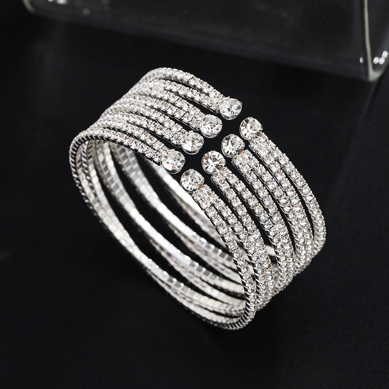 Steel Wire Wide Open Cross Elastic Combination Bracelets