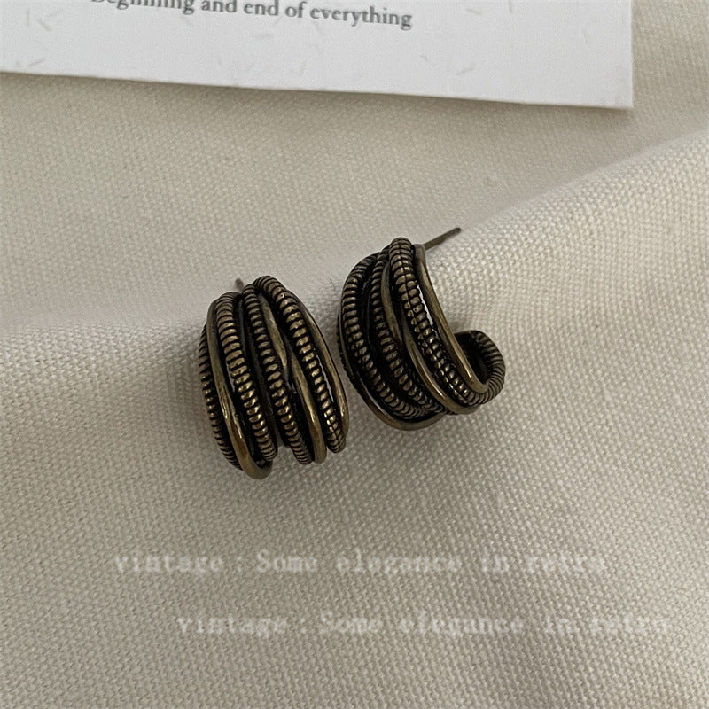 Vintage Niche Design Exaggerated Style Sier Earrings