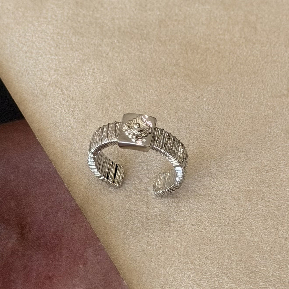 Cross Drip Glazed Design Zircon Inlaid Twin Rings