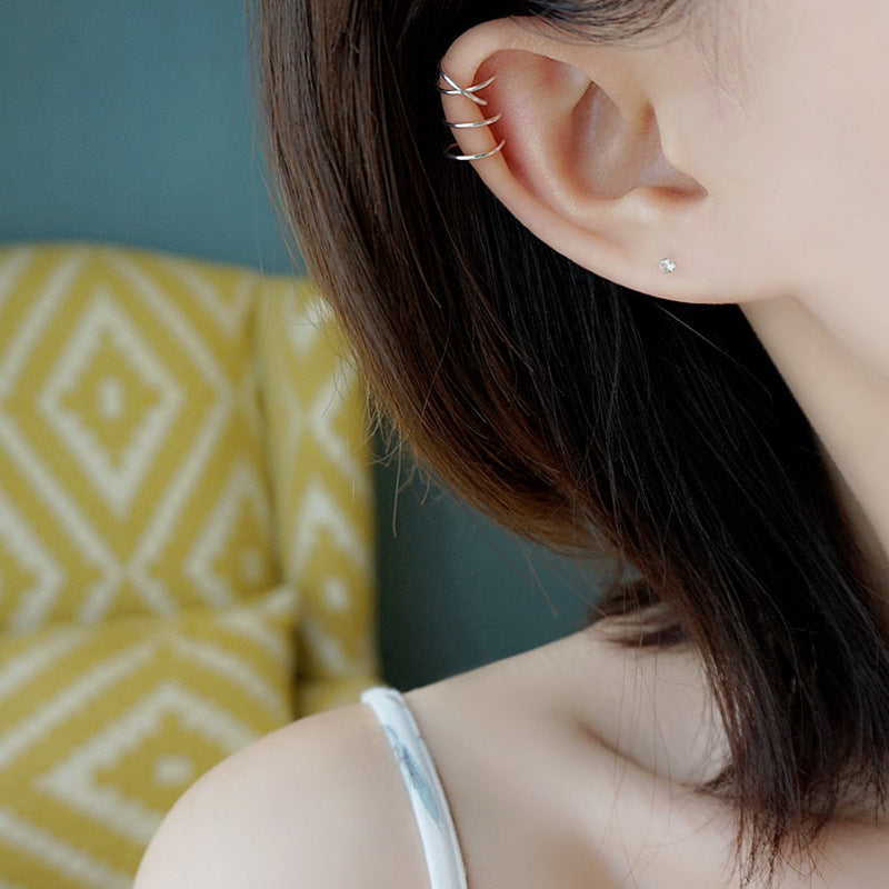 Women's & Men's Double-line Cross Personality Cool Bone Hook Ear Clip