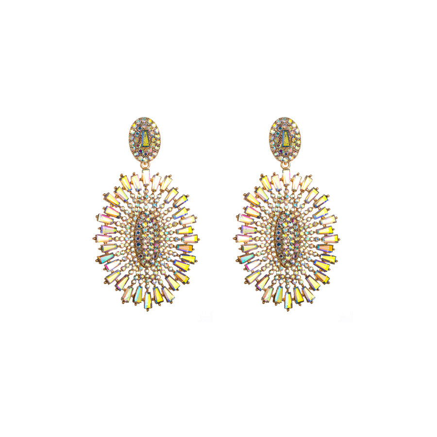 Women's Alloy Rhinestone Geometric Full Diamond Oval Earrings