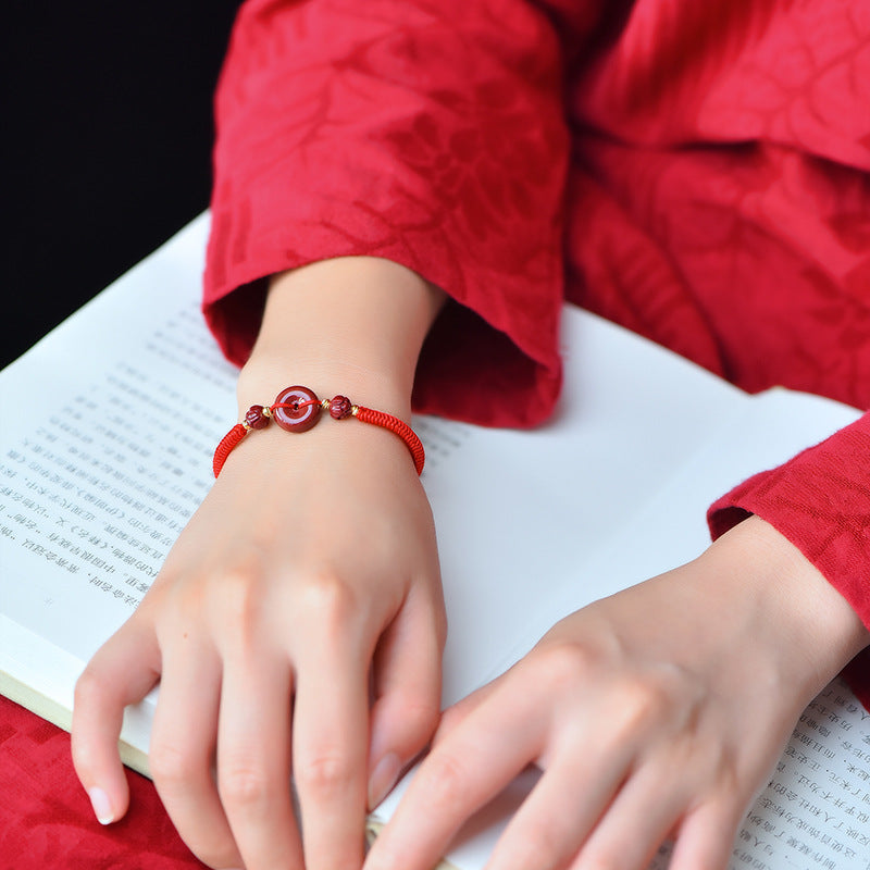 Bracelets de transport de vie originaux avec boucle Lotus cinabre pour femmes