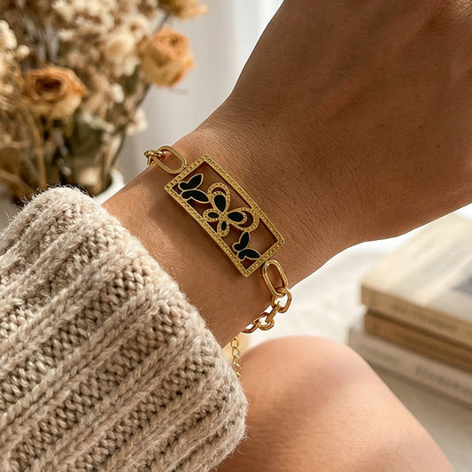 Hollow Butterfly Square Retro Design Minority Bracelet