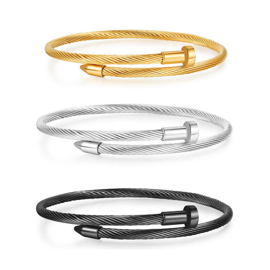 Stainless Steel Miami Cuba Clip Chain Flat Rope Bracelets