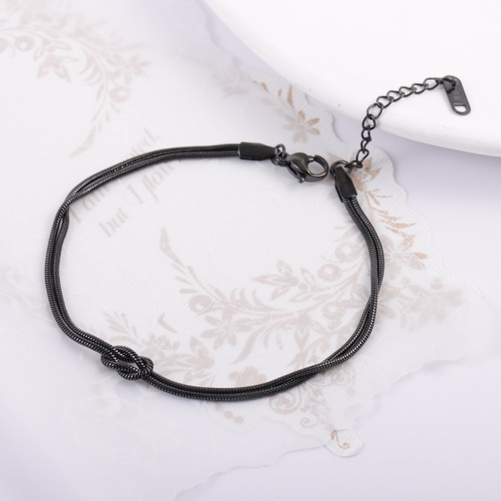 Titanium Steel Double Layer Twin Knotted Simple Affordable Luxury Fashion Jewelry Set