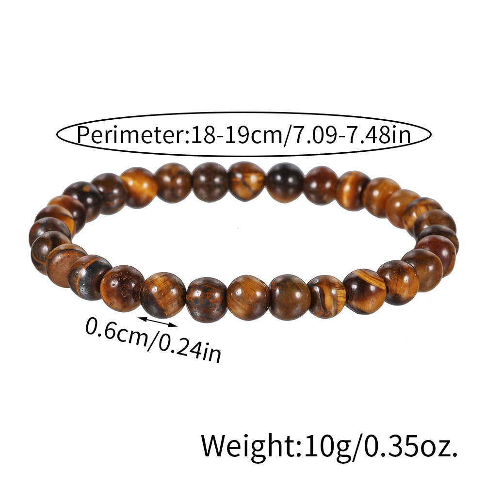 Men's Charm Beaded And Solid Color Tigereye Bracelets