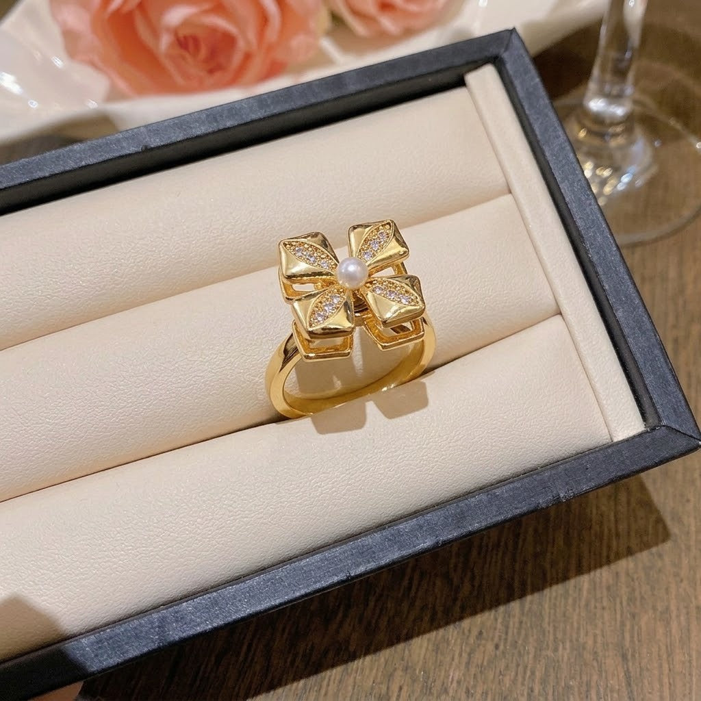 Rotating Degree Rotation Heart-shaped Zircon Clavicle Rings