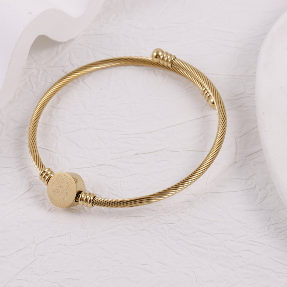 Trendy Stainless Steel Adjustable Opening Priest Religious Bracelets