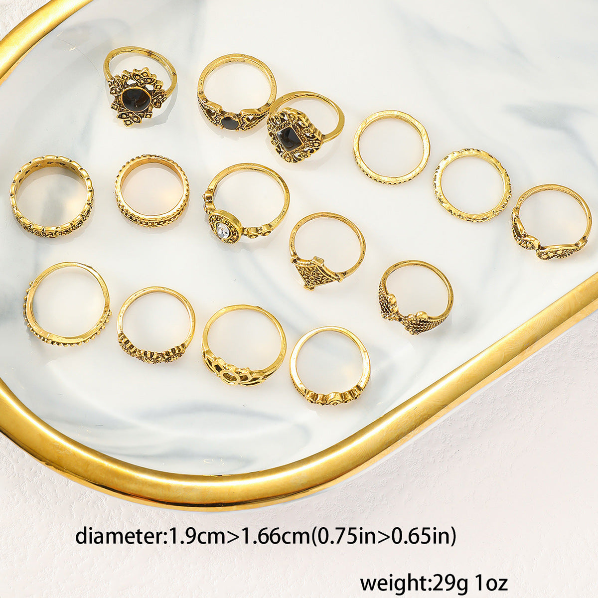 Women's Fashion Vintage Punk Style Geometric Hollow Rings