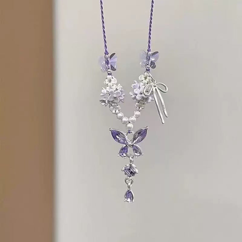 Sweet Exquisite Versatile Woven Flower Butterfly Clavicle Chain Premium Simple Necklaces