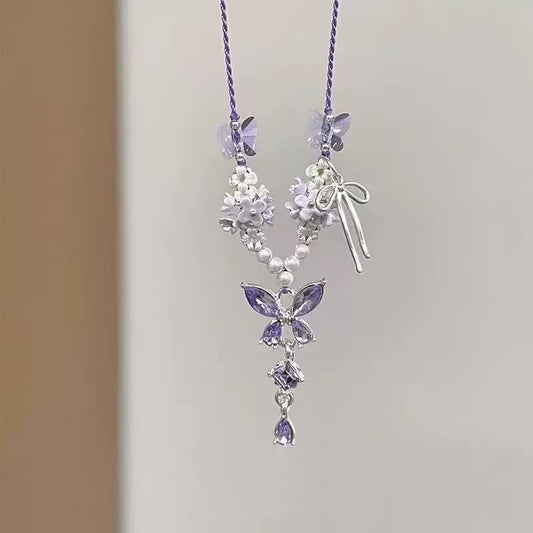 Sweet Exquisite Versatile Woven Flower Butterfly Clavicle Chain Premium Simple Necklaces