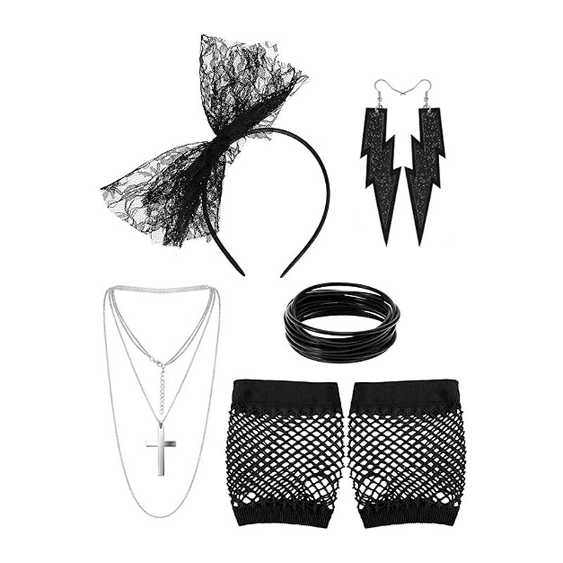 Women's Party Gathering Headband Kneecap Glasses Lightning Earrings