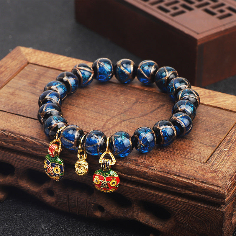 Women's & Men's & Fragrant Gray Glazed Colorful Swallowing Gold Bracelets