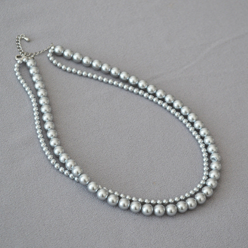 Perfect Circle Highlight Imitation Pearl Double Layer Necklaces