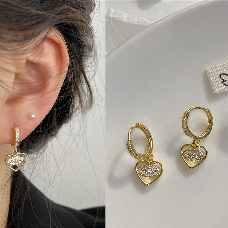 Rhinestone Ear Clip Eardrops Exquisite Sweet Hoop Earrings